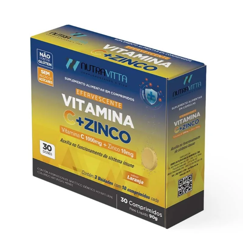 Vitamina C Nutravitta + Zinco Efervescente 30 Comprimidos Sorocaps NUTRA VITTA VITAMINA C EFEV 30CP ZINCO