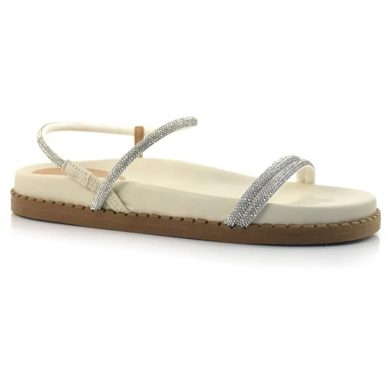 Sandália Flat Feminina Suzzara Off White 60015 37