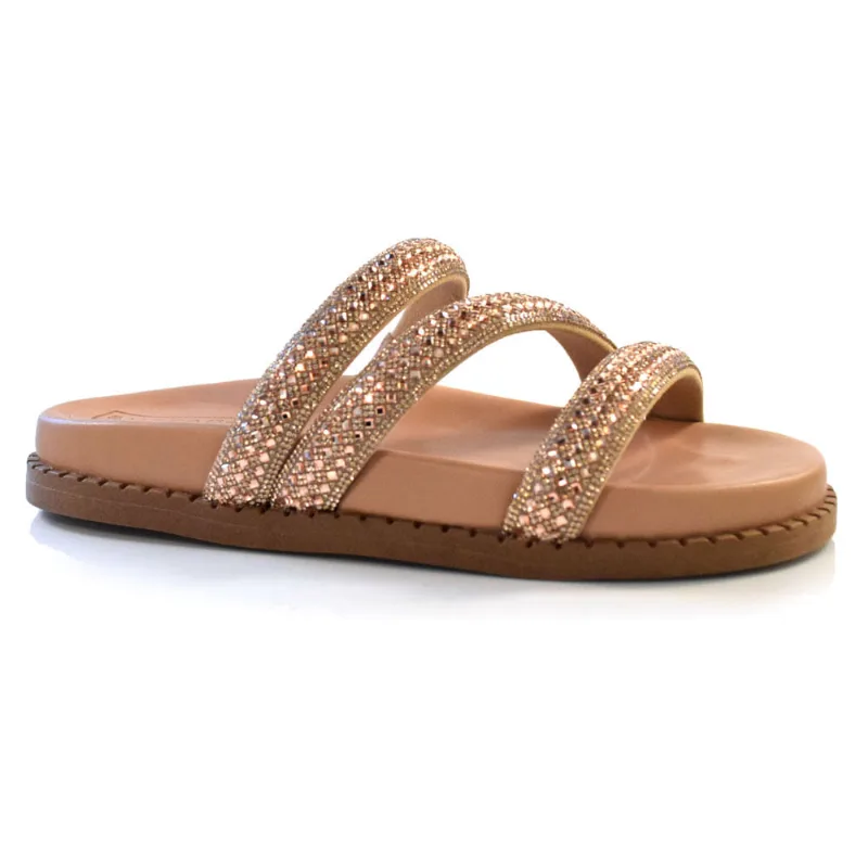 Sandália Flat Feminina Suzzara Ouro Rosê 60.019 38
