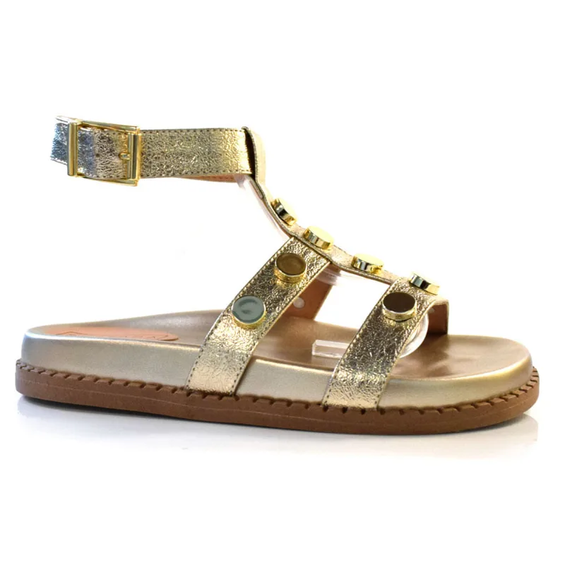 Sandália Flat Feminina Suzzara Dourado 60.024 34