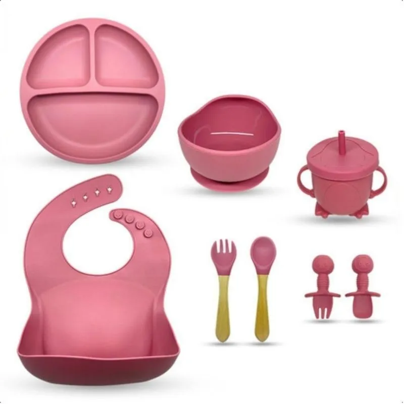 Kit Silicone Introdução Alimentar Rosa 10 Peças Bm 36
