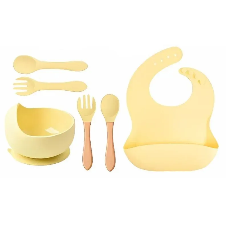 Kit Silicone Introdução Alimentar Amarelo 10 Peças Bm 36