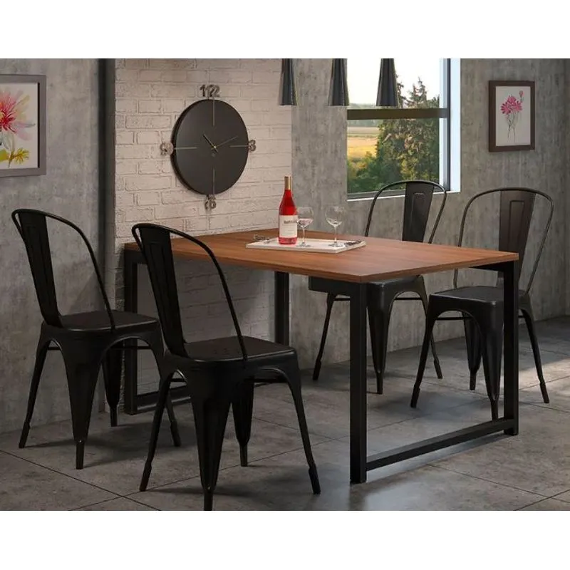 Kit Com 4 Cadeira Tolix Iron Aço Carbono Industrial - Preto