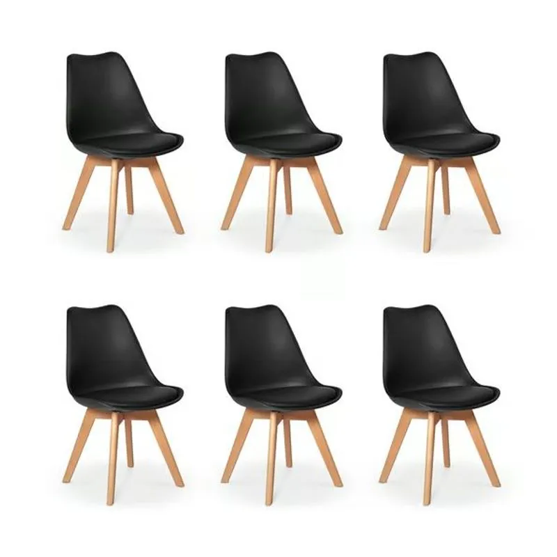 Conjunto Com 6 Cadeiras Leda Saarinen Preta
