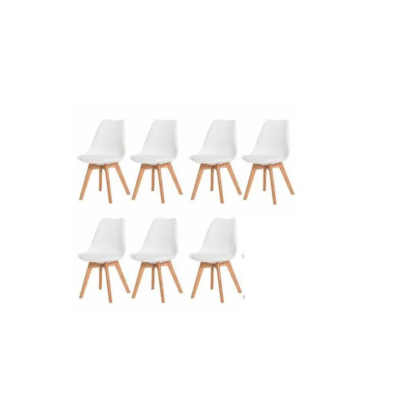 Kit C/7 Cadeiras Leda – Charles Eames, Saarinen Wood Com Almofada Branca