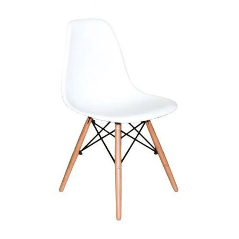 Cadeira Charles Eames Eiffel Dkr Wood Branca