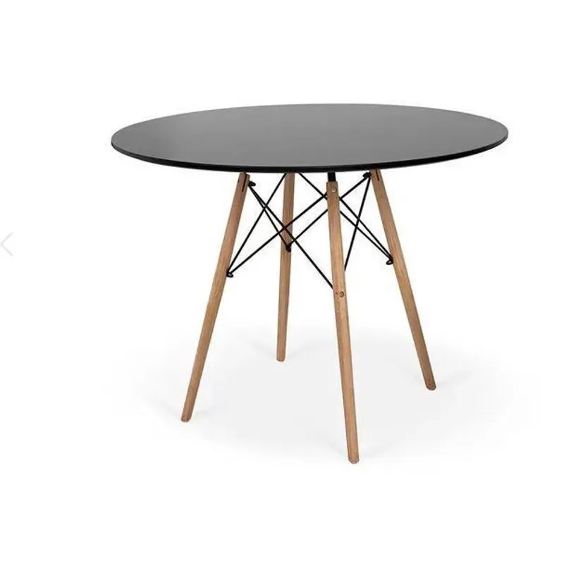Mesa De Jantar Redonda Eames Eiffel 90Cm Preta