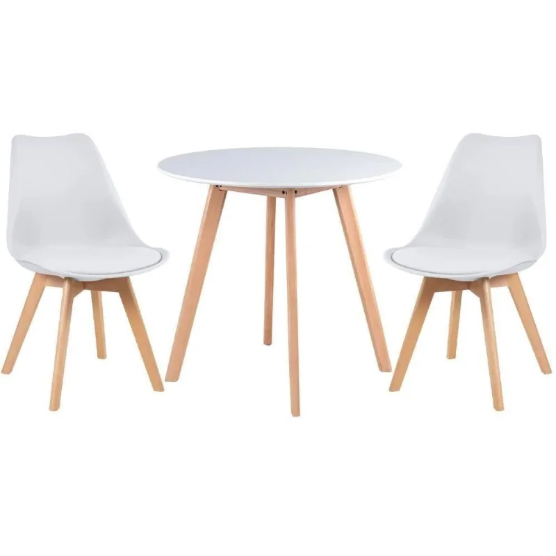 Conjunto Mesa Jantar Leda 80cm Branca + 2 Cadeiras Leda - Brancas