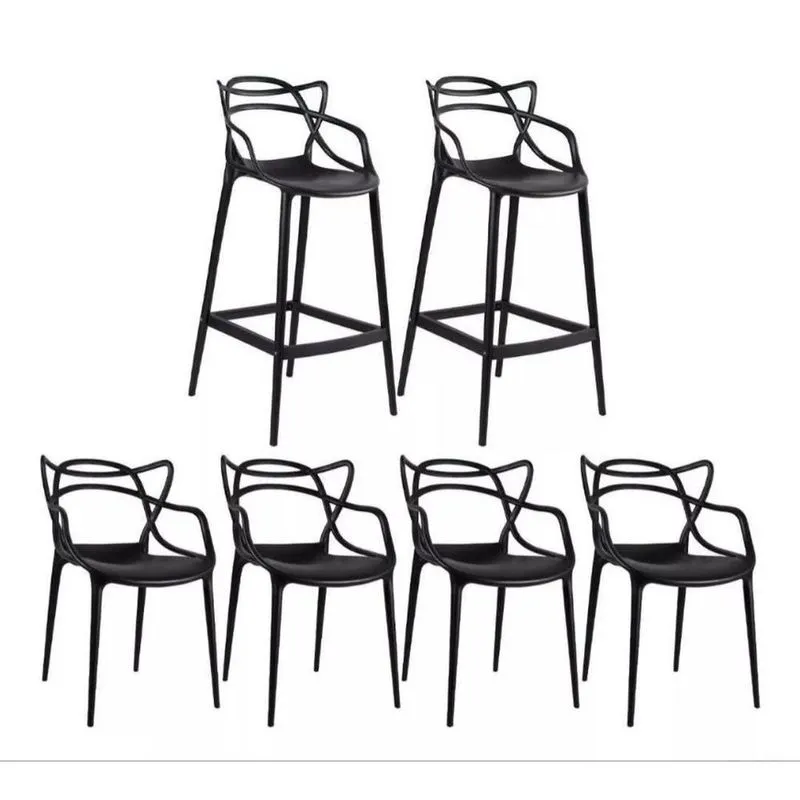 Kit Alegra 4 Cadeiras + 2 Banquetas Altas Ana Maria Cor Da Estrutura Da Cadeira Preto