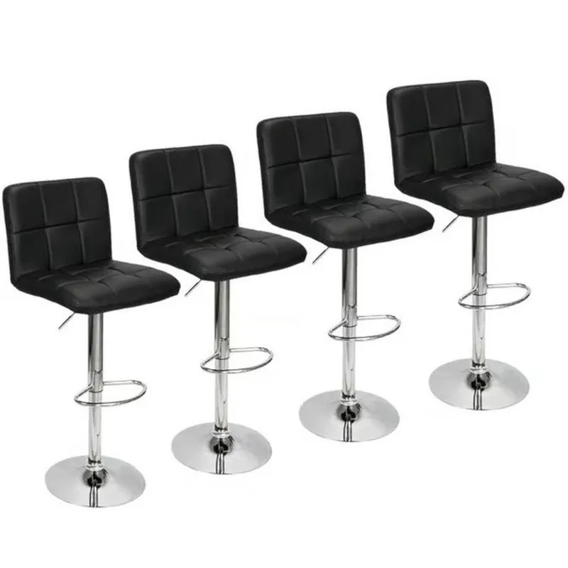 Kit Com 4 Banquetas Gomos Confort, Giratoria, Com Regulagem De Altura Preta