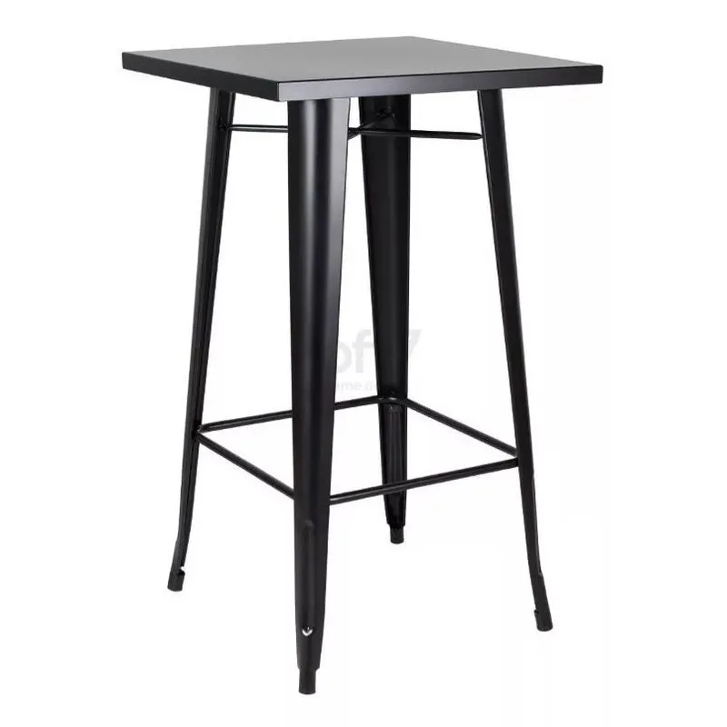Mesa Bistro Alta De Bar Café Tolix - 60 X 60 Cm Preta