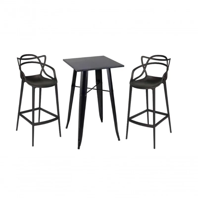 Kit Mesa Bistrô Tolix Com 2 Banquetas Altas Allegra ? Preto