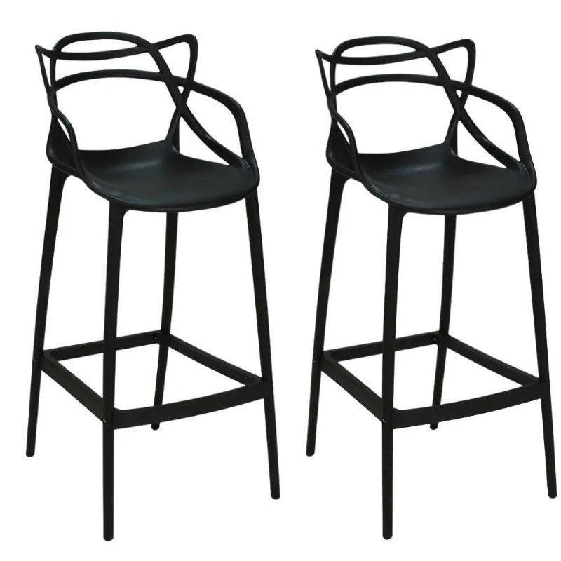 Kit 2 Banquetas Com Encosto Design Cozinha/bancada Preto