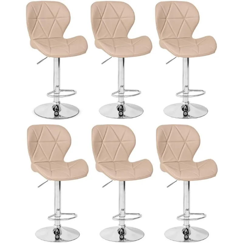 Kit 06 Banquetas Slim Estofada Giratória Com Regulagem
