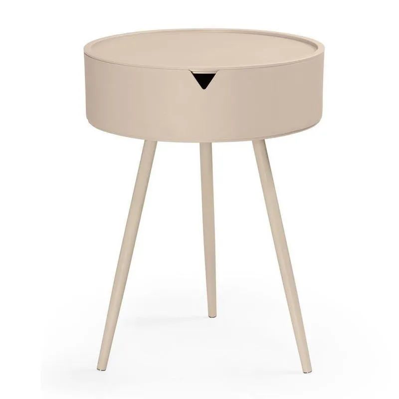 Mesa Lateral-apoio Redonda Multifuncional Mônaco - Nude