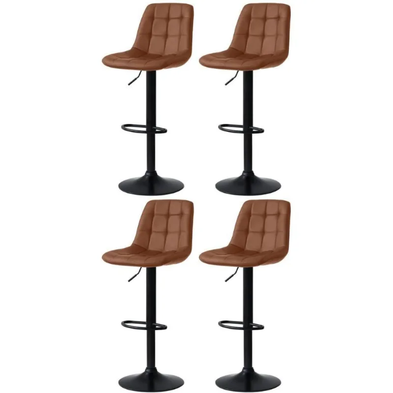 Kit 4 Banqueta Alta Elegance Estofada Com Base Giratória E Regulagem De Altura - Marrom