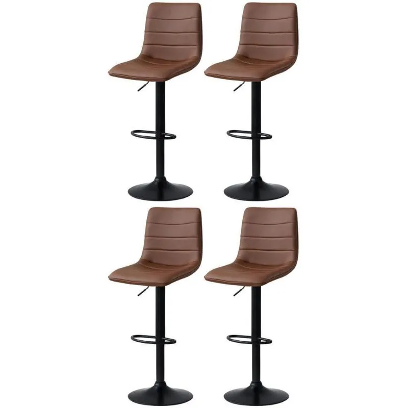Kit 4 Banqueta Alta Estilo Estofada Com Base Giratória E Regulagem De Altura - Marrom
