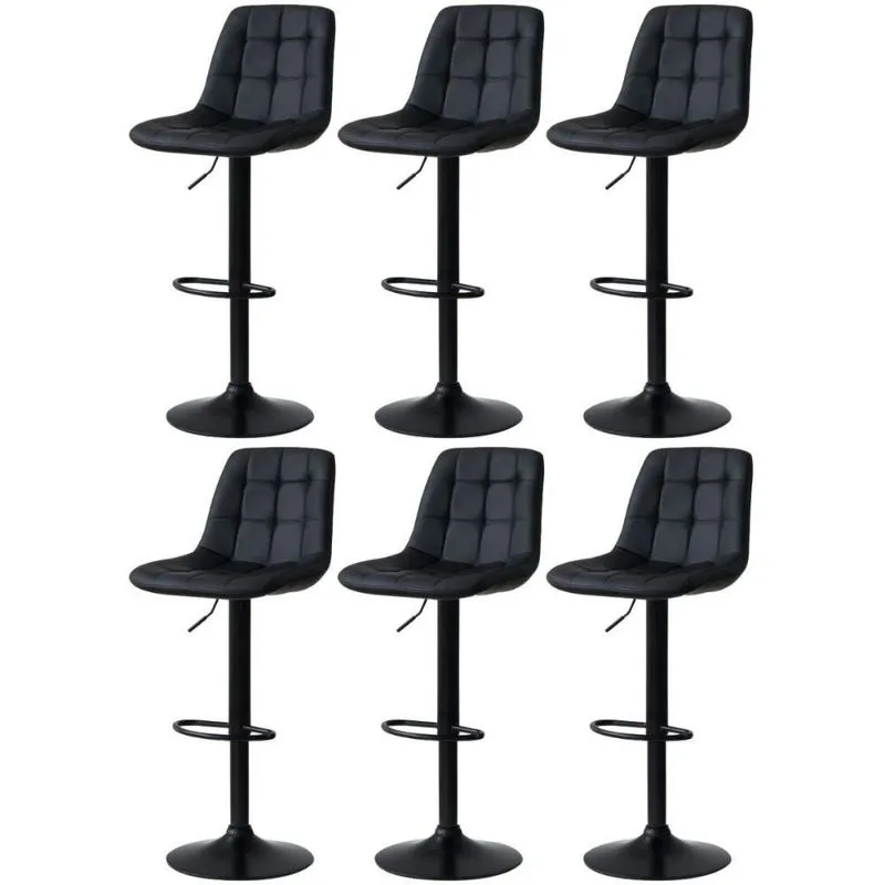 Kit 6 Banqueta Alta Elegance Estofada Com Base Giratória E Regulagem De Altura - Preto