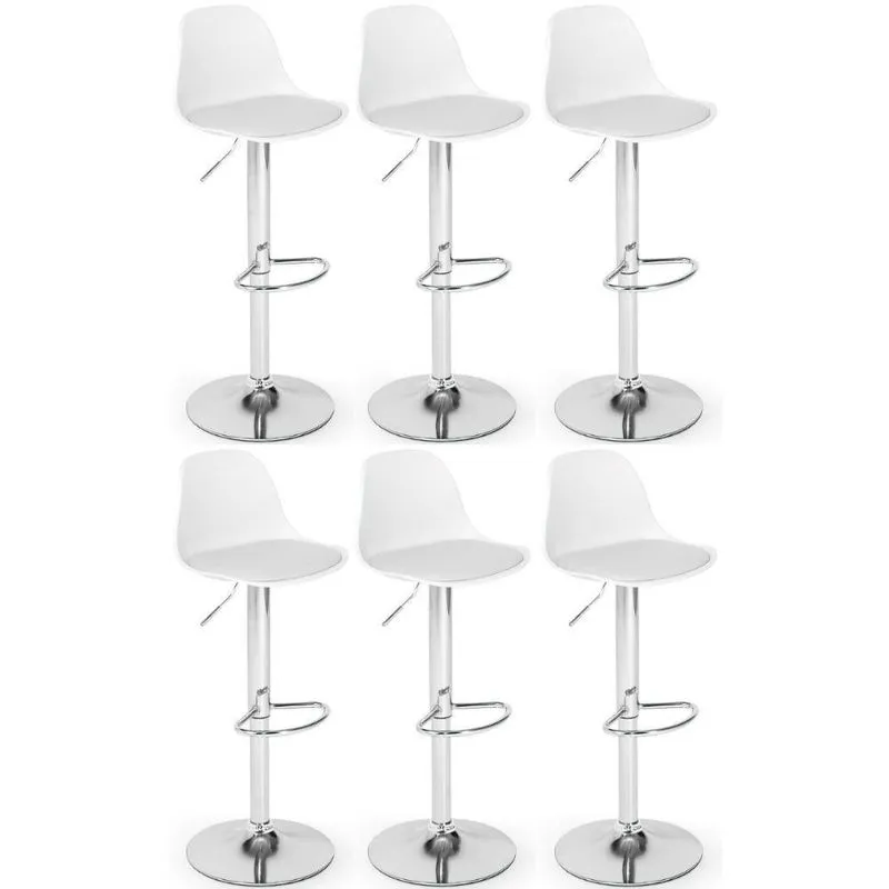 Kit 6 Banqueta Alta Leda Com Base Giratória E - Branco