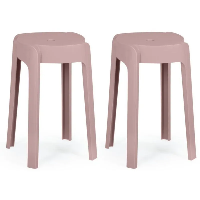 Kit 2 Banquetas Baixa Empilhável Nordica - Rosa