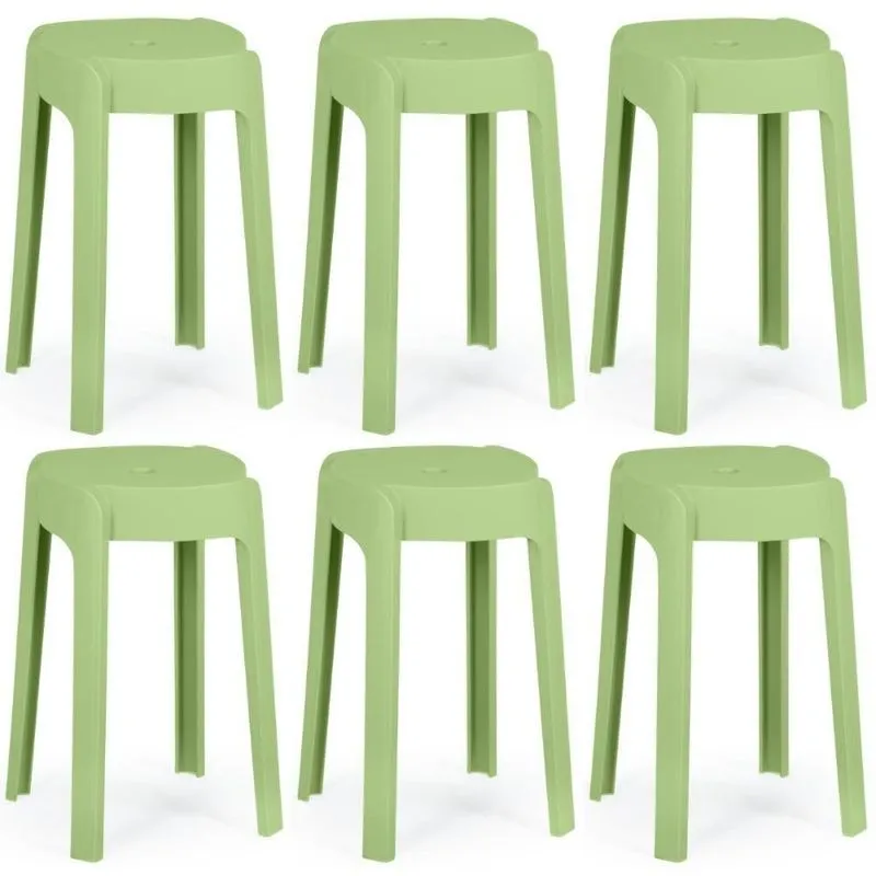Kit 6 Banquetas Baixa Empilhável Nordica - Verde