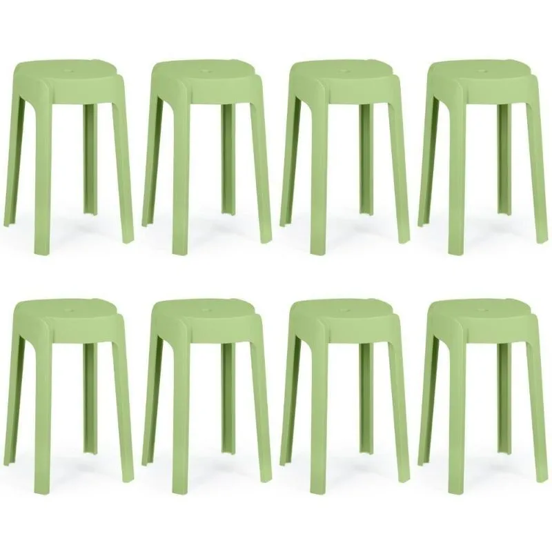 Kit 8 Banquetas Baixa Empilhável Nordica - Verde