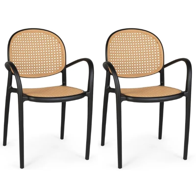 Kit 2 Cadeiras De Jantar Roma Com Braço Preto