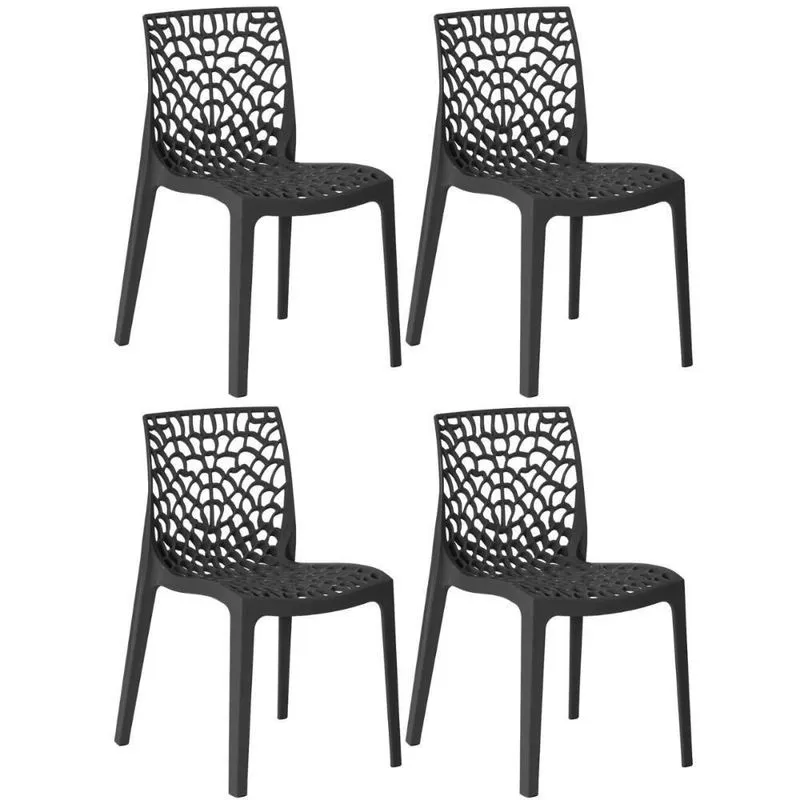 Kit 4 Cadeiras De Jantar Gruvyer Design Em Polipropileno - Preto