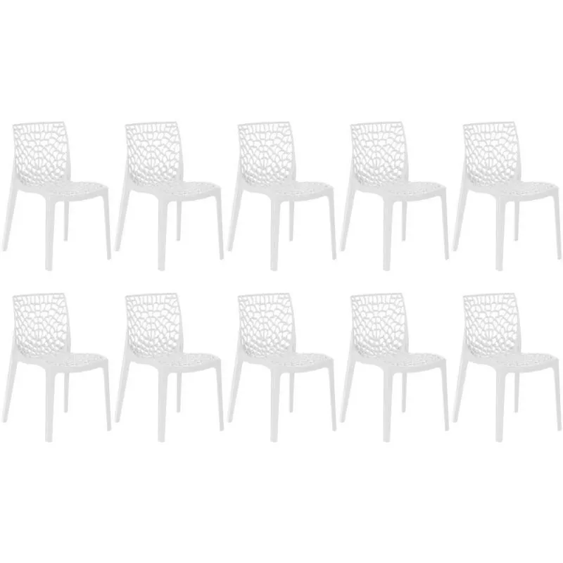 Kit 10 Cadeiras De Jantar Gruvyer Design Em Polipropileno - Branco
