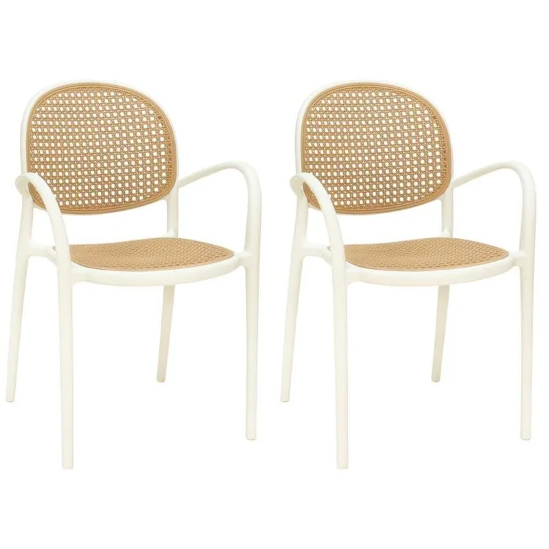Kit 2 Cadeiras De Jantar Roma Com Braço Para Sala E Cozinha - Bege