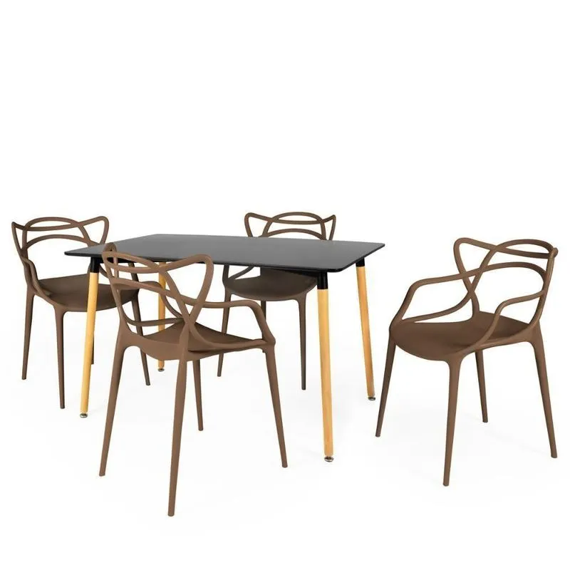 Conjunto Mesa De Jantar Retangular Eiffel 4Cadeiras Allegra