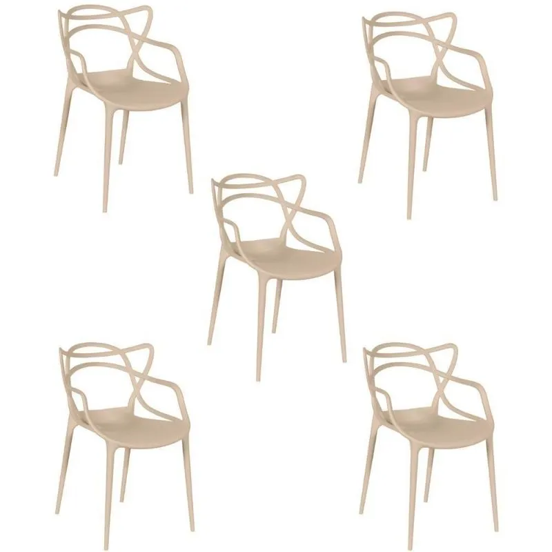 Kit 5 Cadeiras Allegra Empilhável Com Inmetro Magazine Decor - Nude