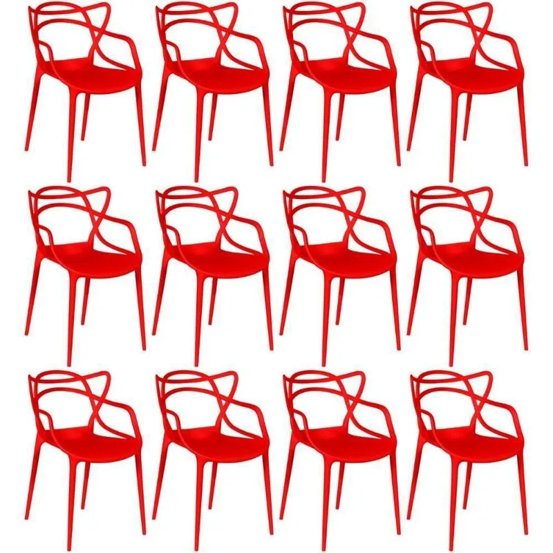 Kit 12 Cadeiras Allegra Empilhável Com Inmetro Magazine Decor - Vermelho