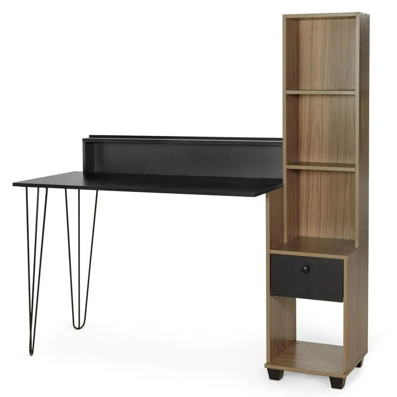 Escrivaninha Para Quartos Com Nichos Hairpin - Preto