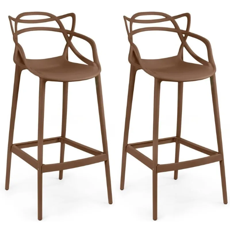 Kit 2 Banquetas Allegra Com Encosto Design Cozinha/bancada - Marrom