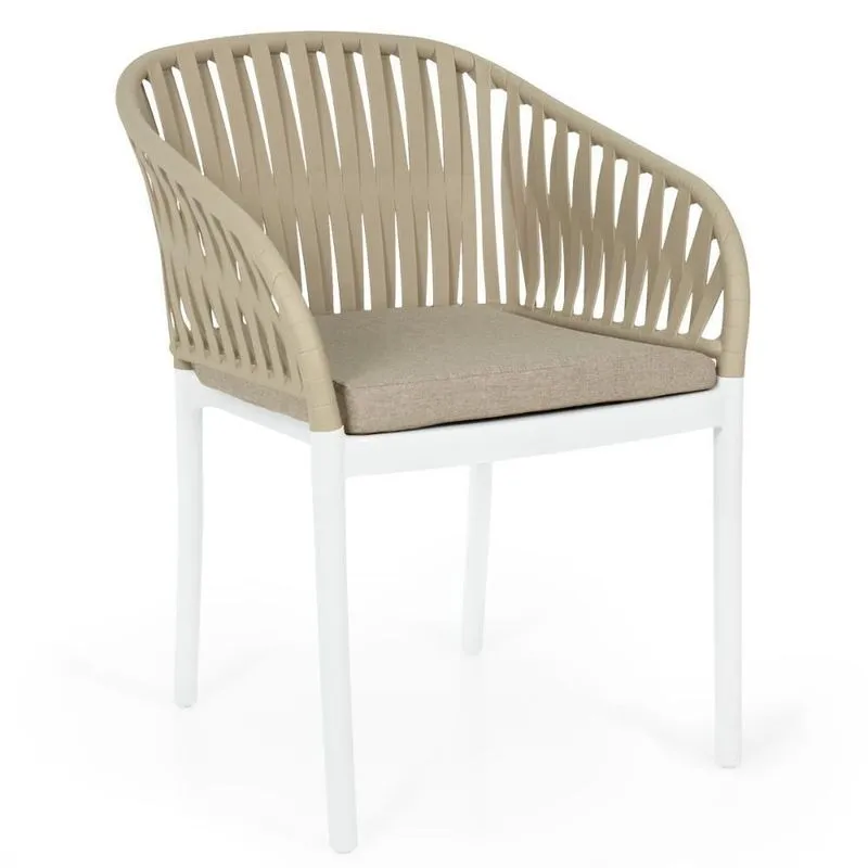 Cadeira Estofada Design Riva Em Polipropileno - Branco/nude