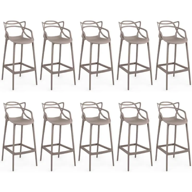 Kit 10 Banquetas Allegra Com Encosto Design Cozinha/bancada - Fendi