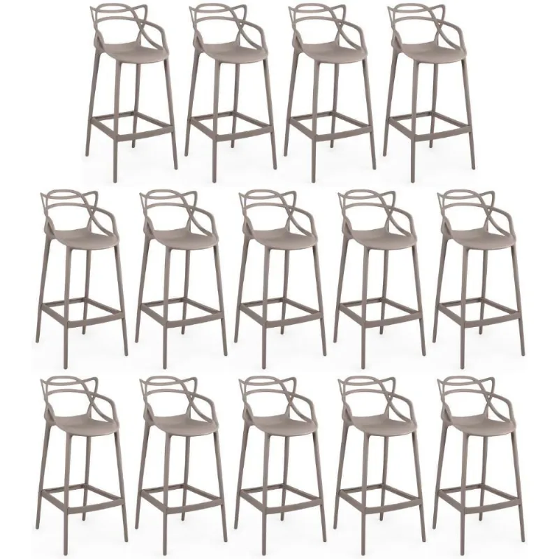 Kit 14 Banquetas Allegra Com Encosto Design Cozinha/bancada - Fendi