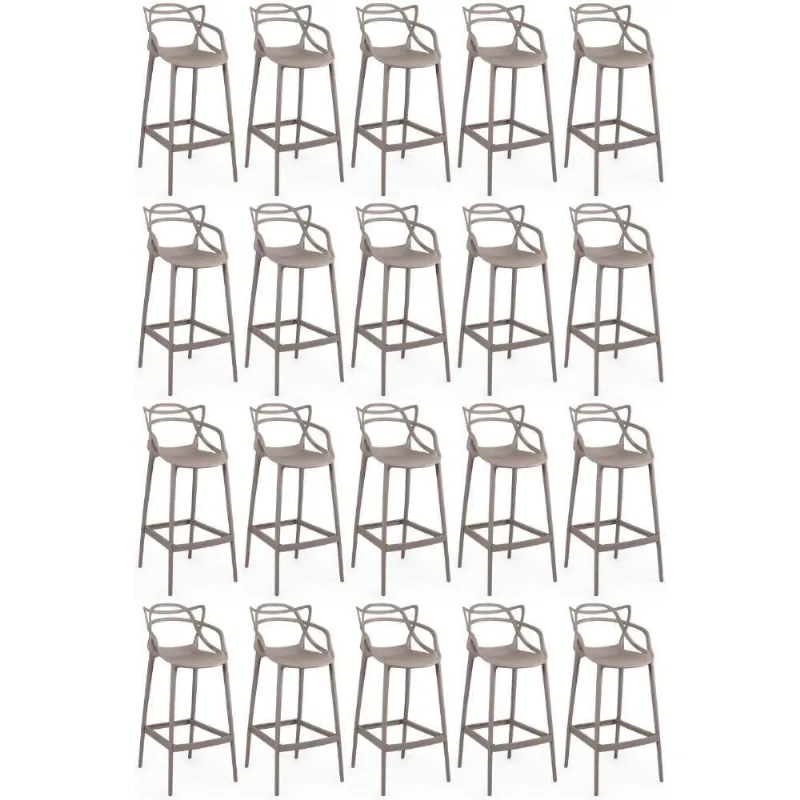 Kit 20 Banquetas Allegra Com Encosto Design Cozinha/bancada - Fendi