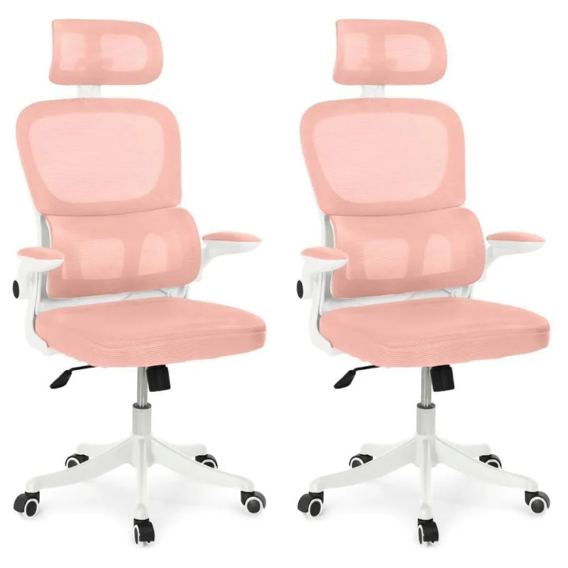 Kit 2 Cadeiras De Escritório Executiva Viena Com Regulagem De Altura - Rosa