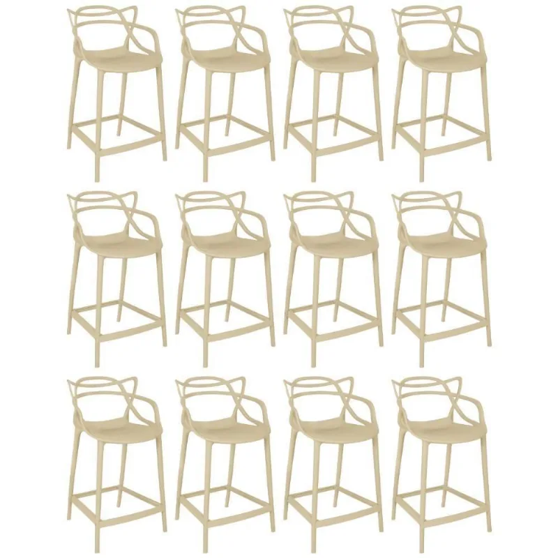 Kit 12 Banquetas Média Allegra 66cm Design Cozinha/bancada - Nude