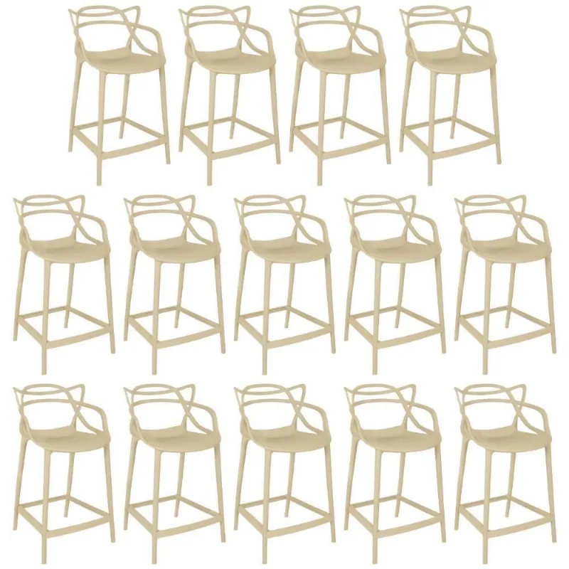 Kit 14 Banquetas Média Allegra 66cm Design Cozinha/bancada - Nude