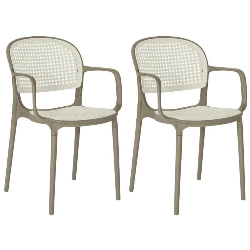 Kit 2 Cadeiras De Jantar Roma Prática Com Braços Para Sala E Cozinha - Branco/cinza Escuro