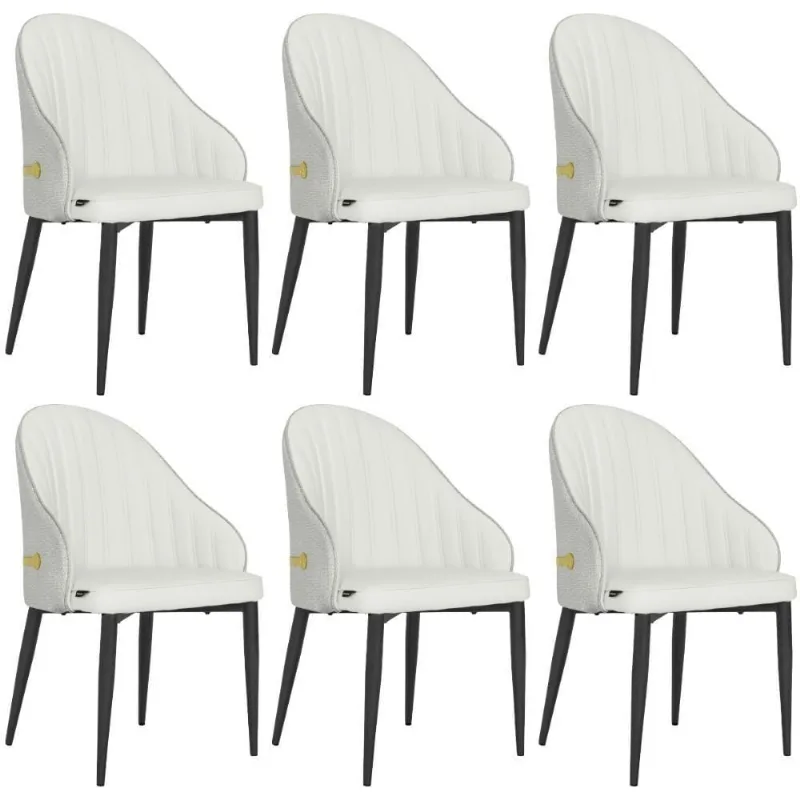 Kit 6 Cadeiras De Jantar Estofada Design La Martina - Branca