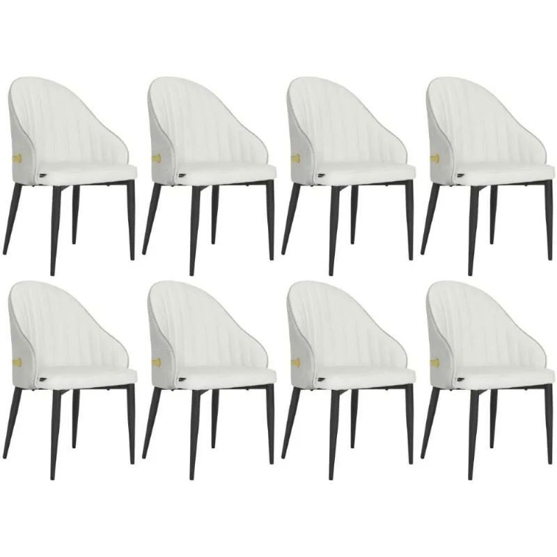 Kit 8 Cadeiras De Jantar Estofada Design La Martina - Branca