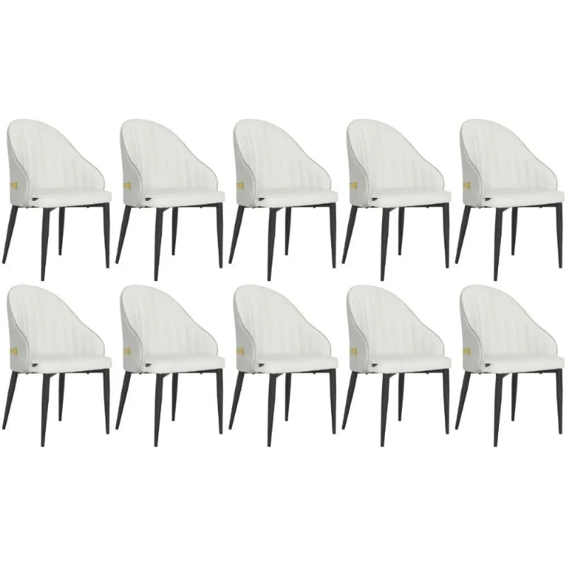 Kit 10 Cadeiras De Jantar Estofada Design La Martina - Branca