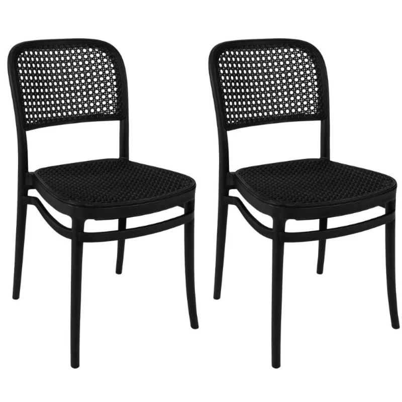 Kit 2 Cadeiras de Jantar Roma em Plástico Preto para Sala e Cozinha Magazine Decor