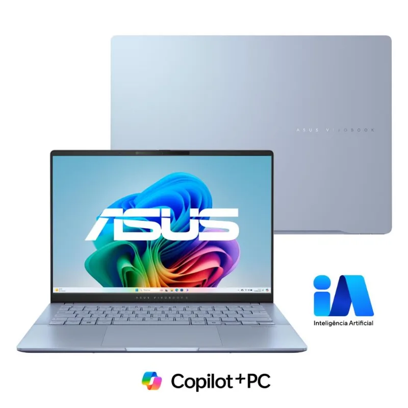 Notebook Asus Vivobook S 14, Intel Core Ultra 7 258 V, 32GB, 1TB SSD, Windows 11 Home, 14" OLED, Mist Blue, Copilot+ PC - Asus