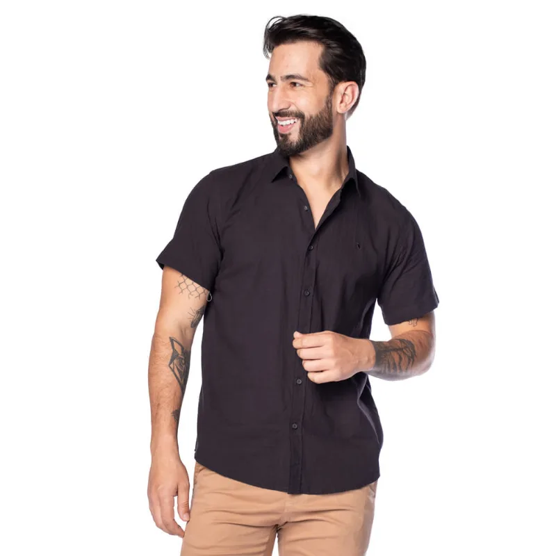 Camisa Masculina Amil Manga Curta Preto - 2