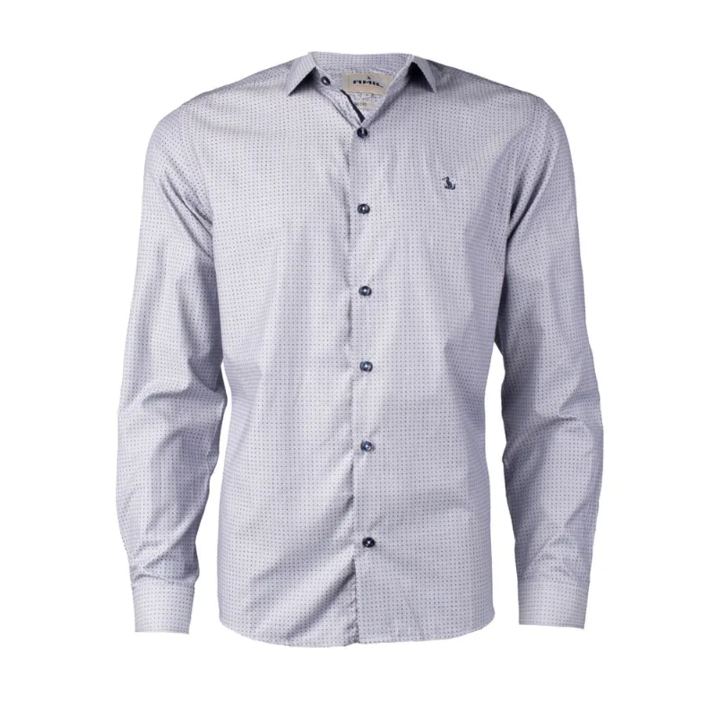 Camisa Masculina Amil Manga Longa Cinza/Marinho - 3